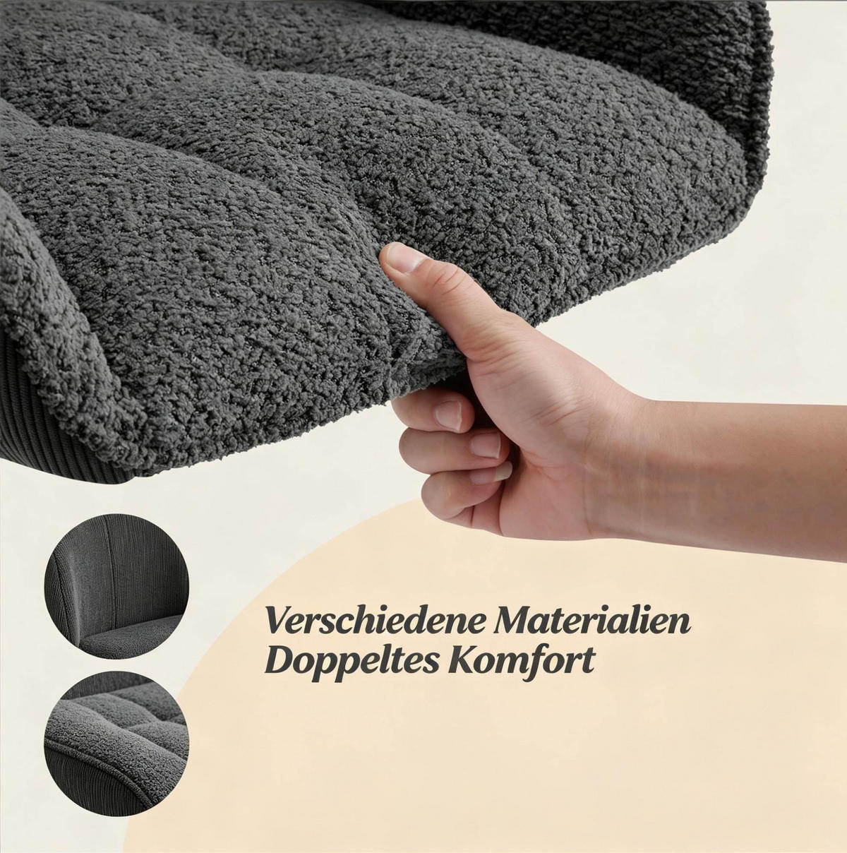 BARHOCKER 2er-Set höhenverstellbar 63-84 cm Chenille Dark Gray - Dunkelgrau, Metall (52/109/50cm) - Meubliv