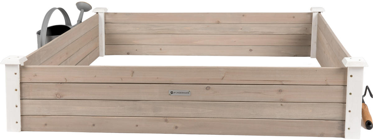 HOCHBEET-UMRANDUNG aus Holz für Garten, quadratisch - Weiß, Holz (120/26.5/120cm) - WONDERMAKE
