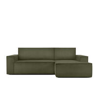 ECKSCHLAFSOFA-RECHTS NAPI in Pet Friendly Cord-Stoff, oliv - Schwarz/Olivgrün, Textil (262/148cm) - KONSIMO®