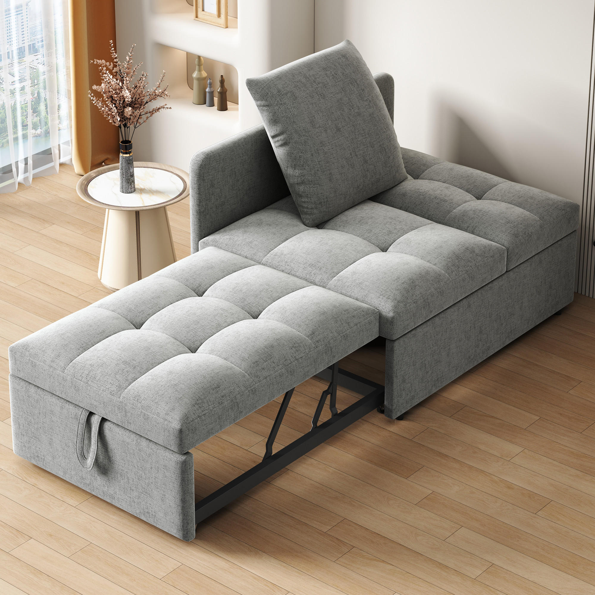 Thumbnail - Redom Schlafsofa, Grau, Textil, 68x65x177 cm, Wohnzimmer, Sofas & Couches, Schlafsofas