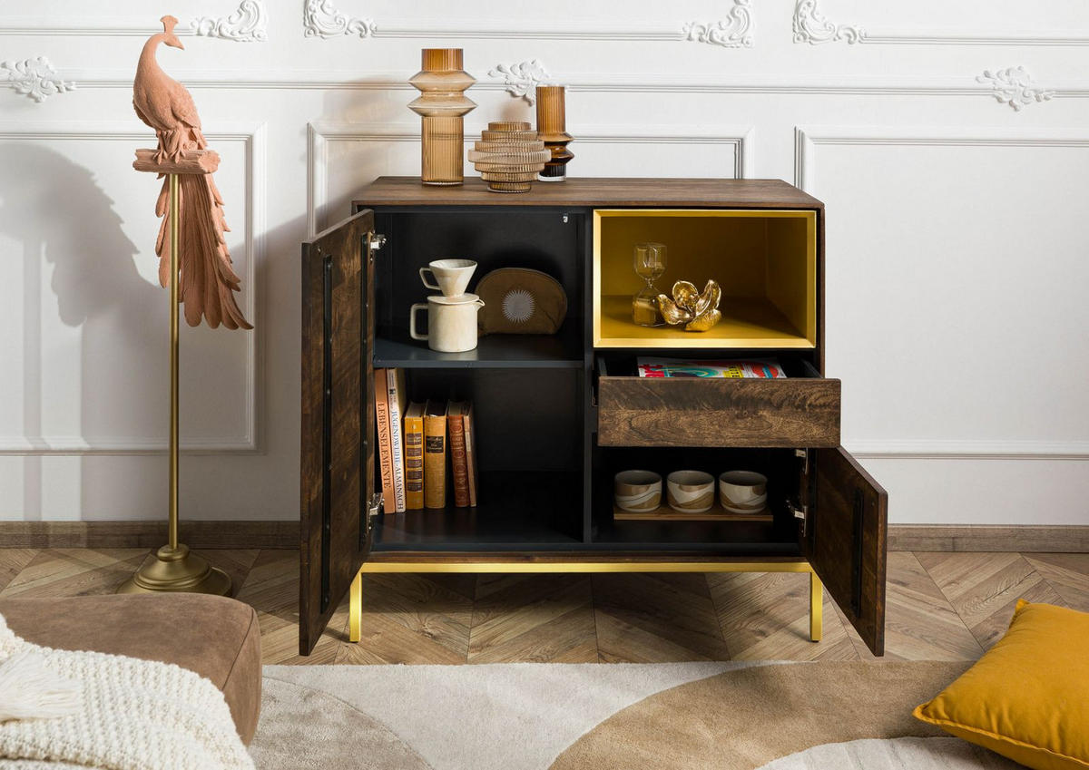 KOMMODE Mango 90x45x85 braun geölt CHICAGO #108 - Braun, Holz (90/85/45cm) - Massivmoebel24