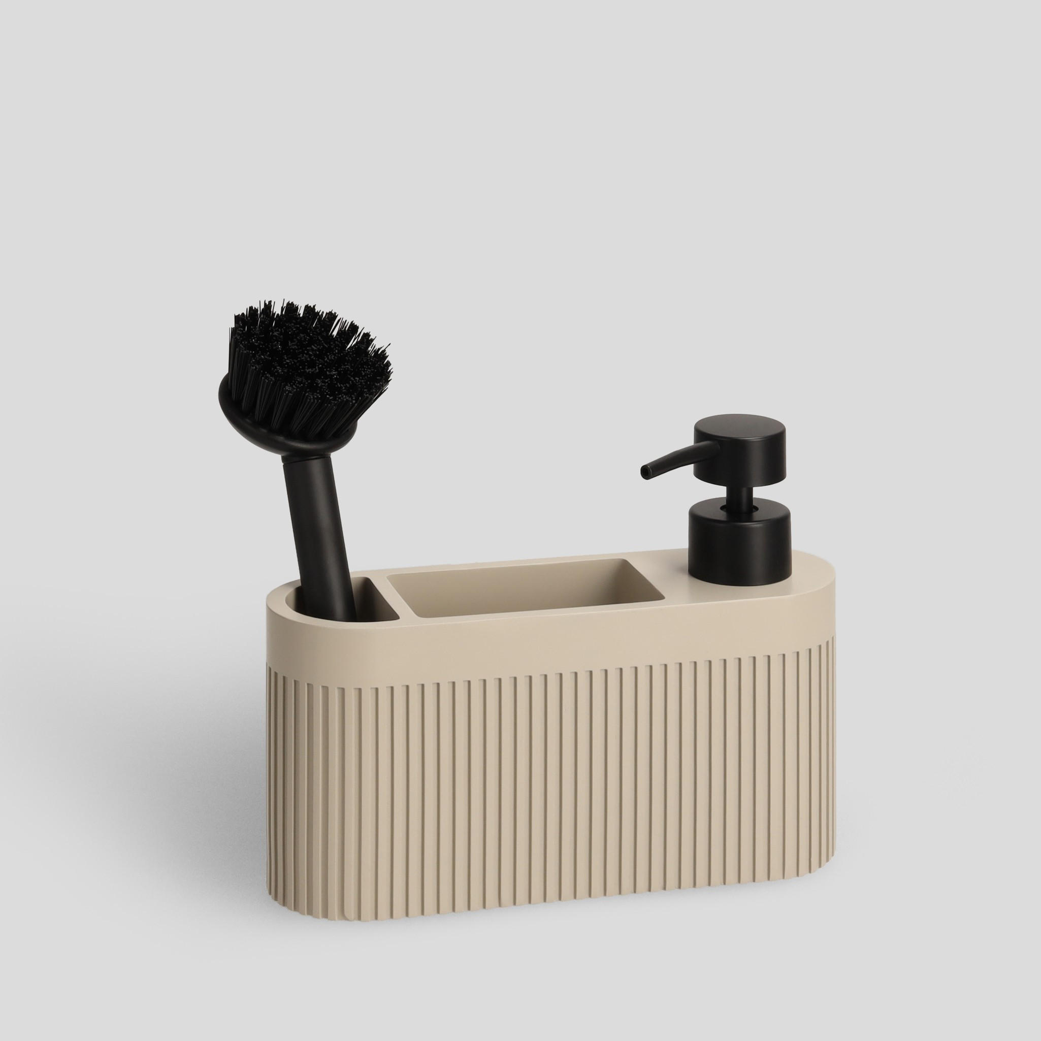 KÜCHENSPENDER MIT BÜRSTE Carbone - Beige, Kunststoff (6/15/17cm) - home&you