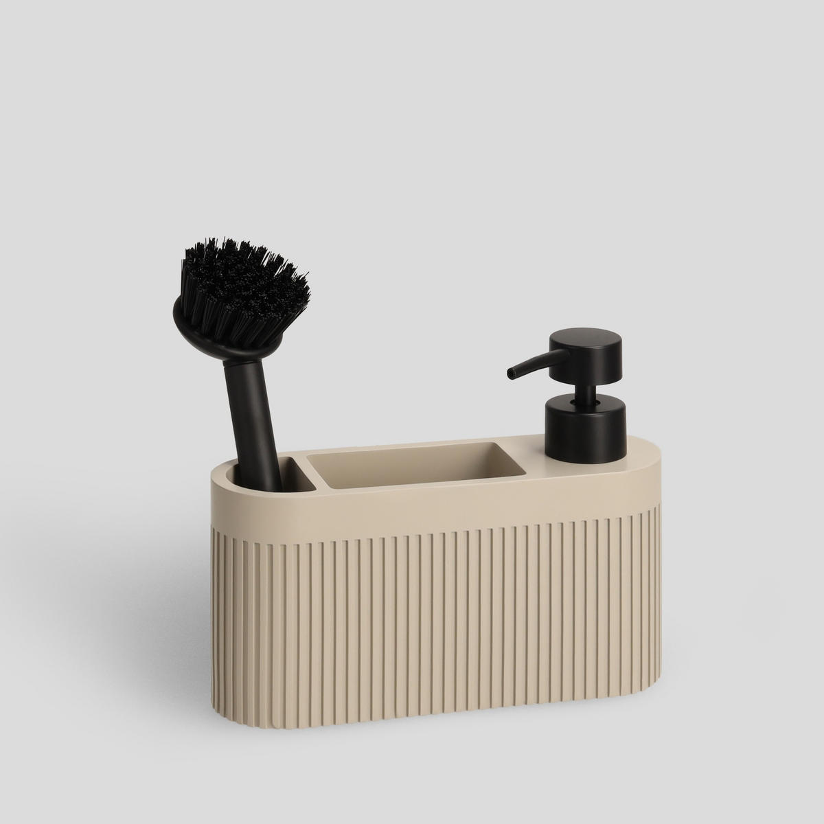 KÜCHENSPENDER MIT BÜRSTE Carbone - Beige, Kunststoff (6/15/17cm) - home&you