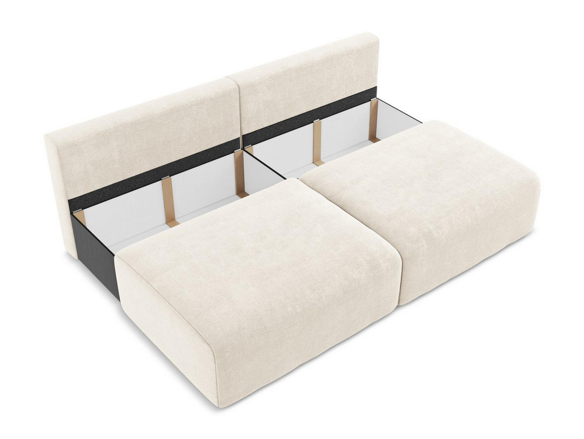 3-SITZER SOFA mit Schlaffunktion Chenille Stoff Beige - Beige/Creme, Kunststoff/Textil (216/79/102cm) - Makamii