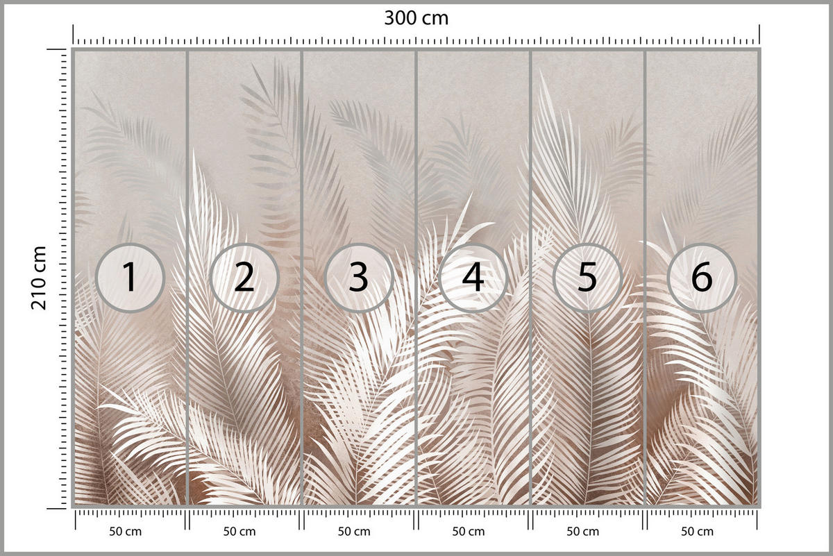 FOTOTAPETE Palmenblätter tropische Pflanzen 300x210cm - Beige/Braun, Papier (300/210cm) - Muralo