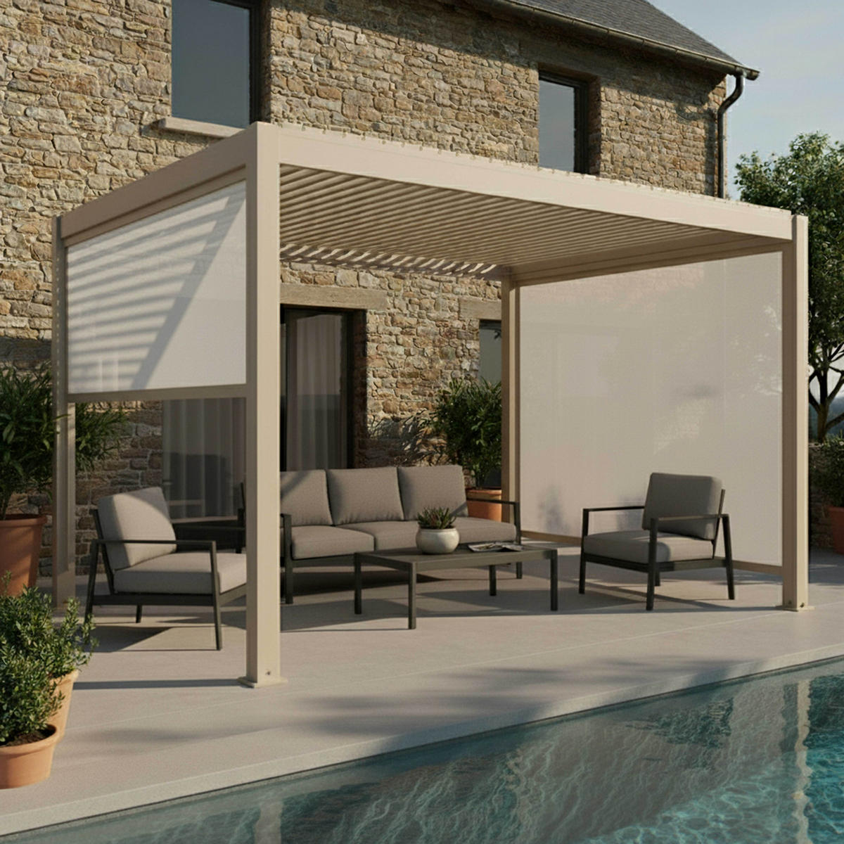 JALOUSIE 2,66 x 2,34 m, Cremefarbe - Beige, Metall (234/266cm) - Oviala