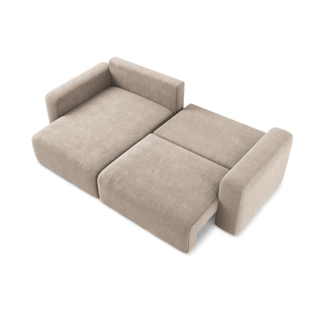 ECKSOFA mit Schlaffunktion links Chenille Stoff Beige - Beige/Schwarz, Kunststoff/Textil (149/244cm) - LaMiaSofa