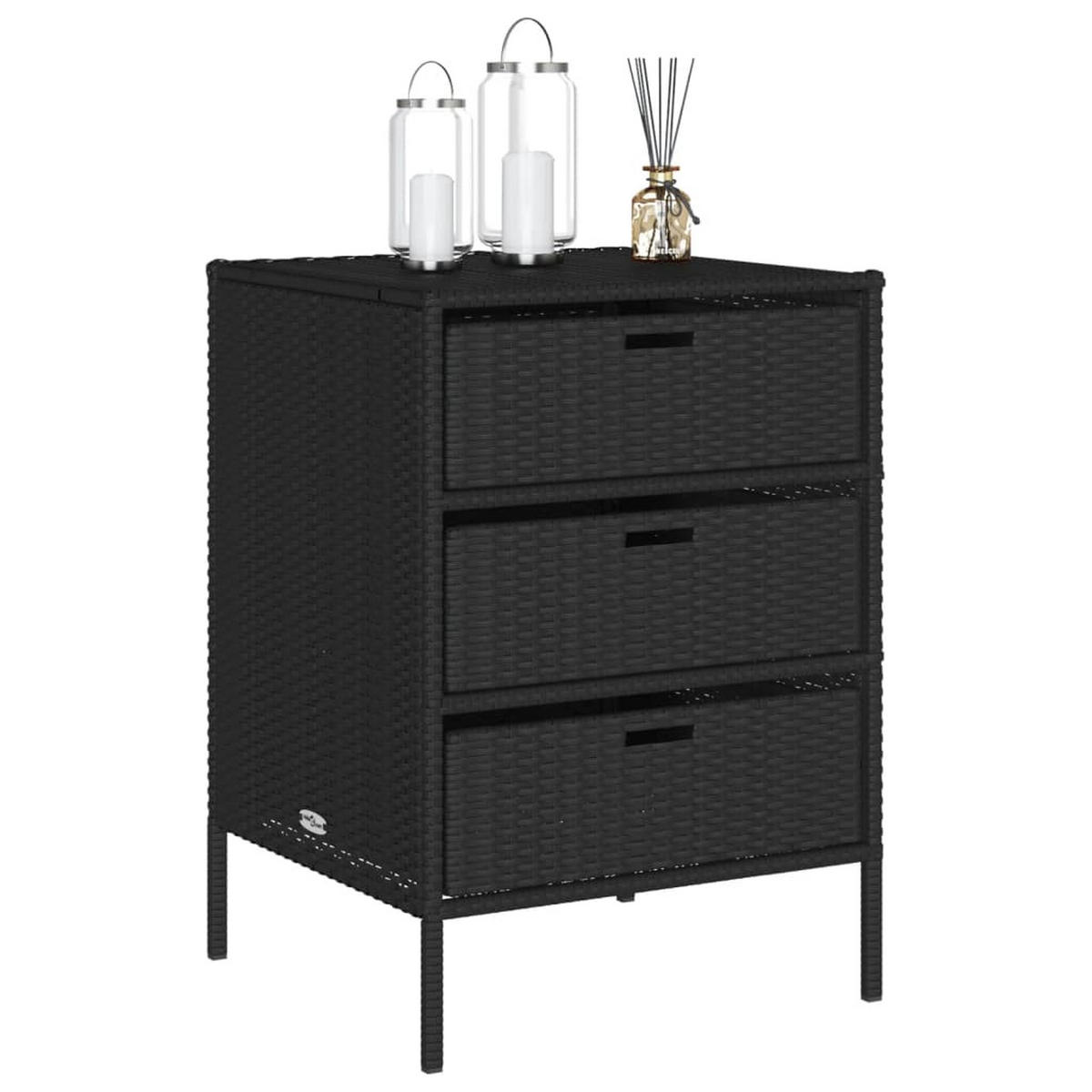 GARTENSCHRANK Schwarz 55x59x80 cm Poly Rattan - Schwarz, Kunststoff (55/80/59cm) - furnicato