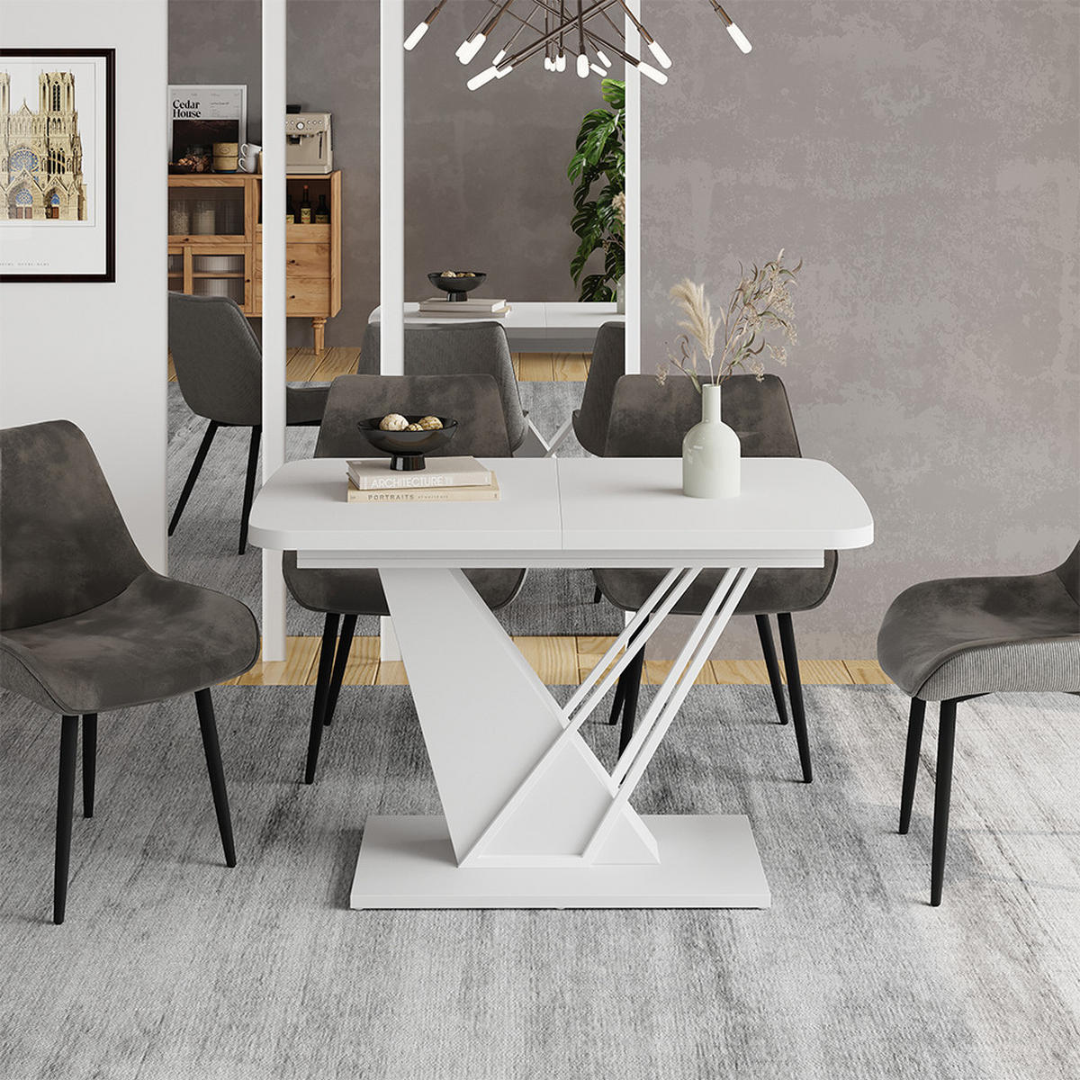 JÍDELNÍ STŮL Fenaro Bílá - bílá, kompozitní dřevo (80/120/77.4cm) - Vicco