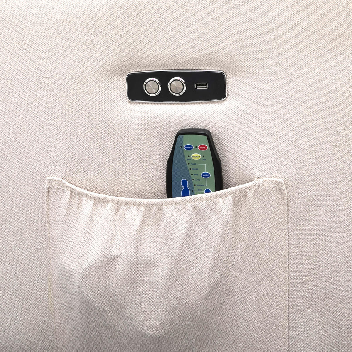 SESSEL mit aufstehhilfe Relaxsessel Fernbedienung USB Kurzplüsch Creme - Weiß, Kunststoff (95/105/83cm) - HOMCOM