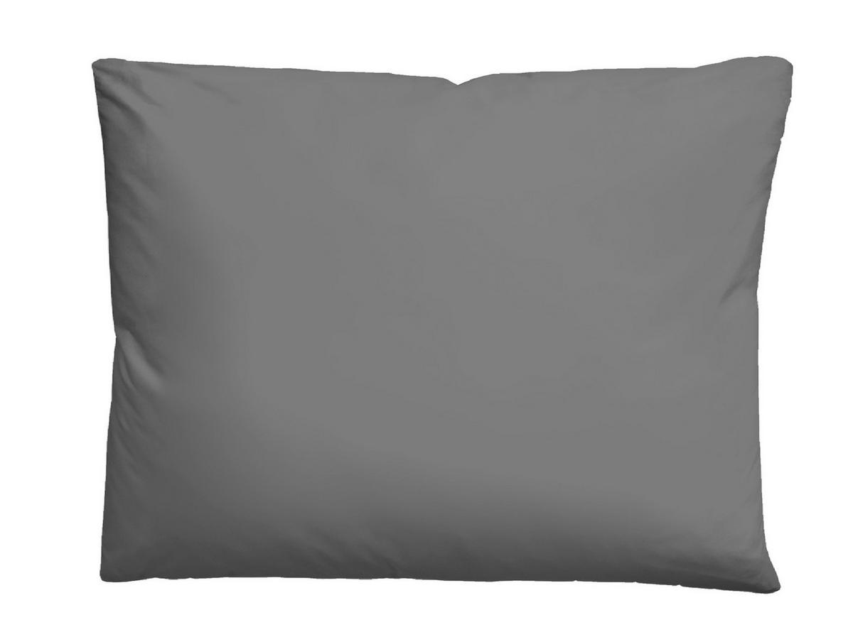 BETTWÄSCHE-GARNITUR Linon UNI sturmgrau, 140x200 cm + 70x90 cm - Grau, Textil (140/200cm) - biberna