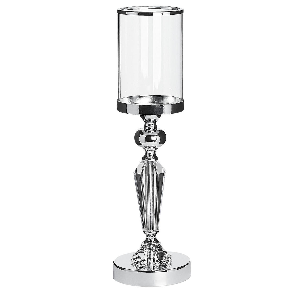 KERZENSTÄNDER Silber Bonao - Silberfarben, Glas (12/42/12cm) - Beliani