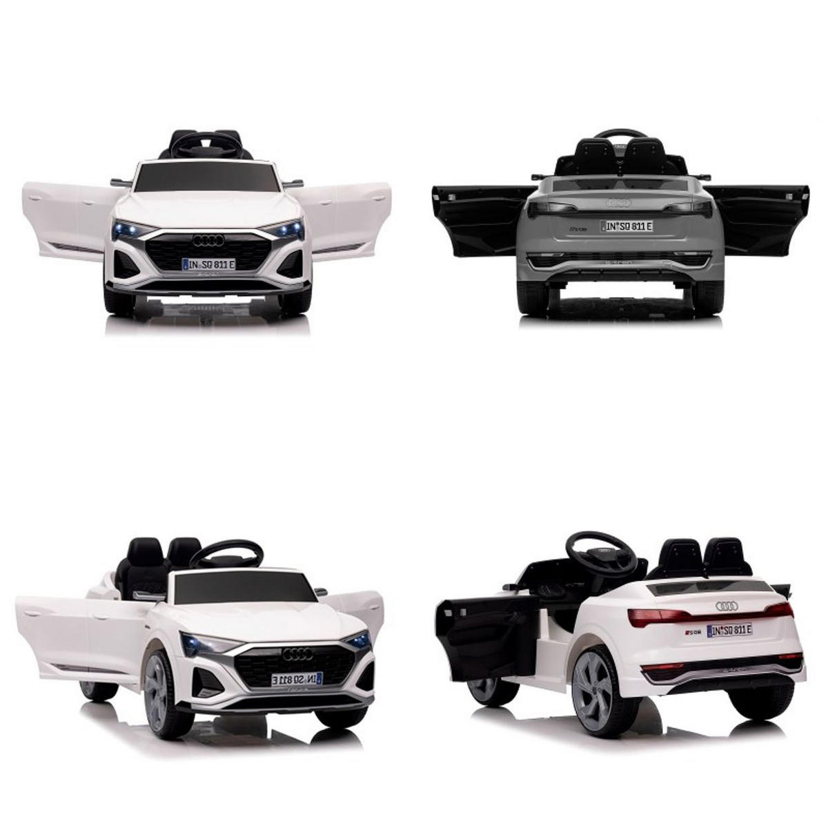 ELEKTROAUTO SUV Audi SQ8 weiß Fernbedienung Doppelmotorantrieb Gurt - Weiß, Kunststoff (98/58/43cm) - Chipolino
