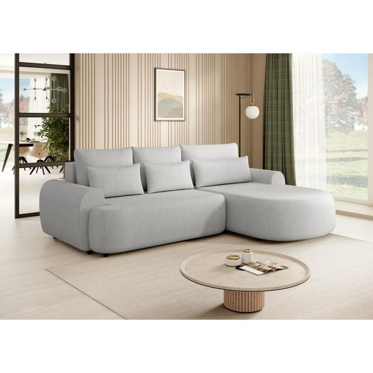 ECKSCHLAFSOFA Olivio L Grau - Hellgrau/Schwarz, Kunststoff/Textil (266/170cm) - Beautysofa