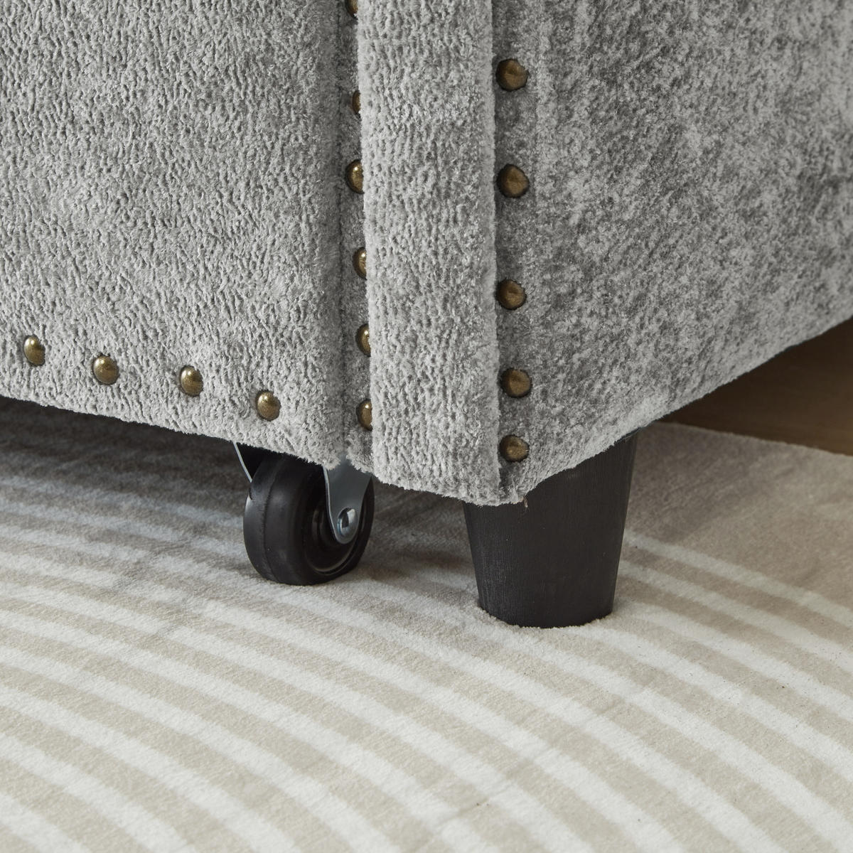 SCHLAFSOFA Grau mit Ausziehbett und 3-fach verstellbarer Rückenlehne, Chenille - Schwarz/Grau, Holzwerkstoff/Kunststoff (120/82/170cm) - CHICFURN