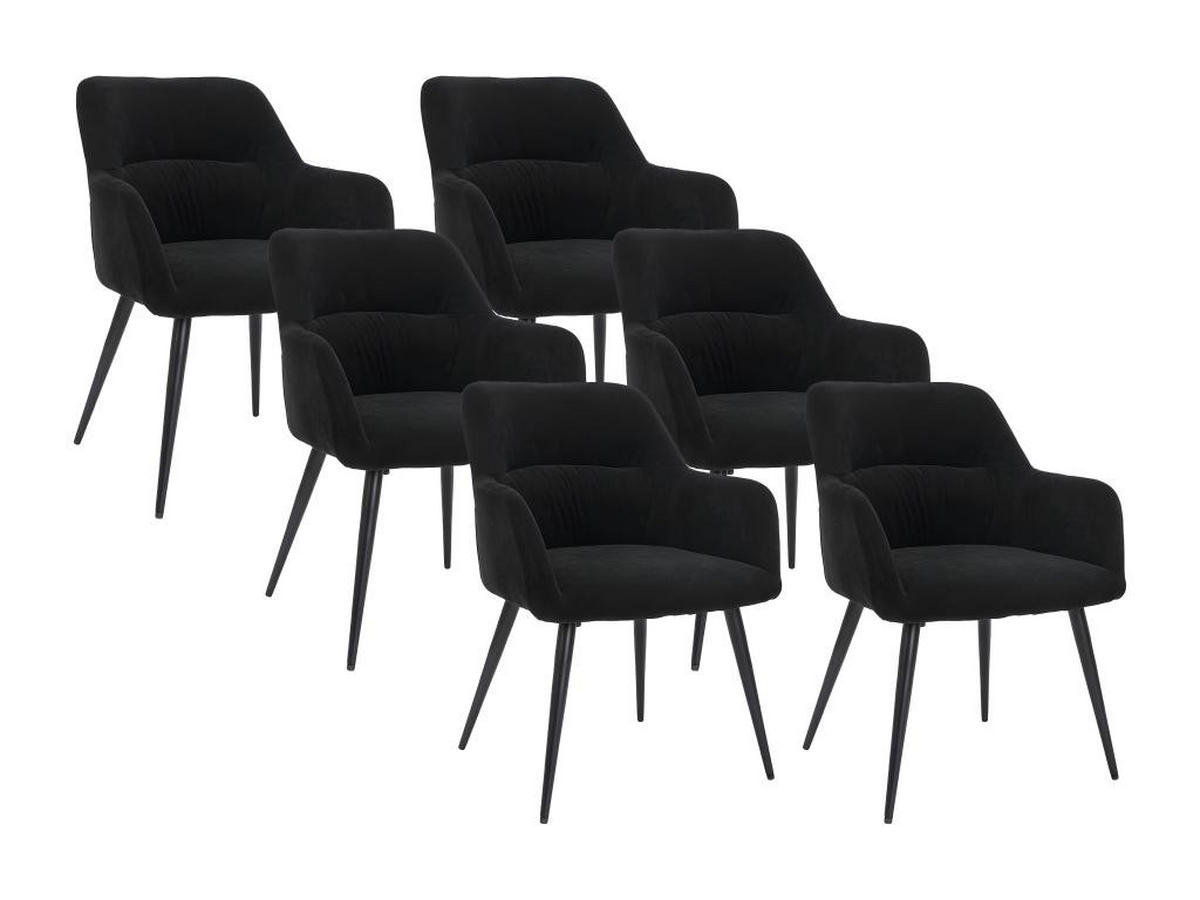 STUHL 6er-Set - Stoff & Metall - Schwarz - HEKA - Schwarz, Textil (61/78/59.5cm) - Vente-Unique