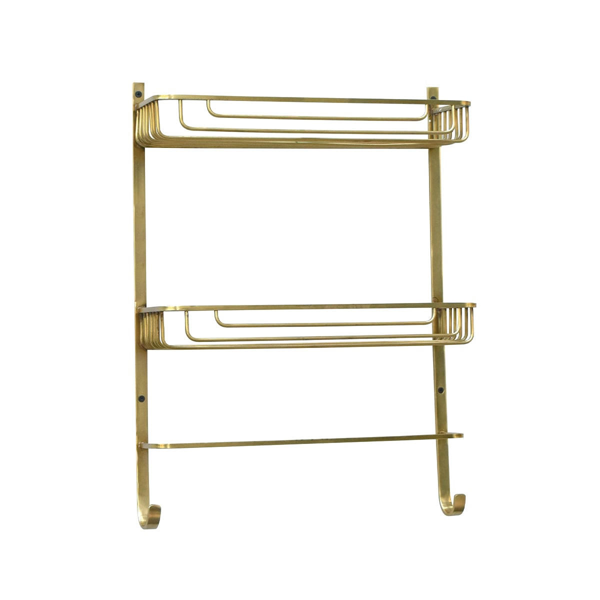 WANDREGAL 2 Ebenen mit Handtuchhalter aus Goldmessing - L42 x H56cm - Goldfarben, Metall (14/56/58cm) - Signature