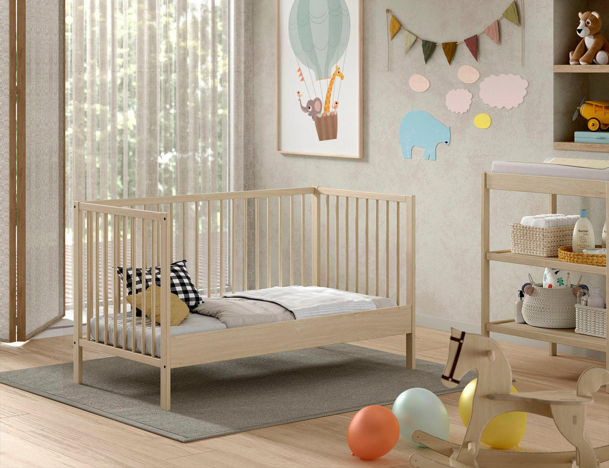 BABYBETT Kara-lynn 144x84x76 aus Massivholz in Buche Natur - Buchefarben, Holz (70/140cm) - 58aufmkessel