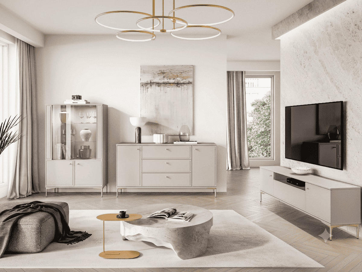 WOHNZIMMER Set 3-tlg. – Sandro – Kaschmir - Sandfarben/Kaschmir, Holzwerkstoff (180/53/34cm) - hi-markt