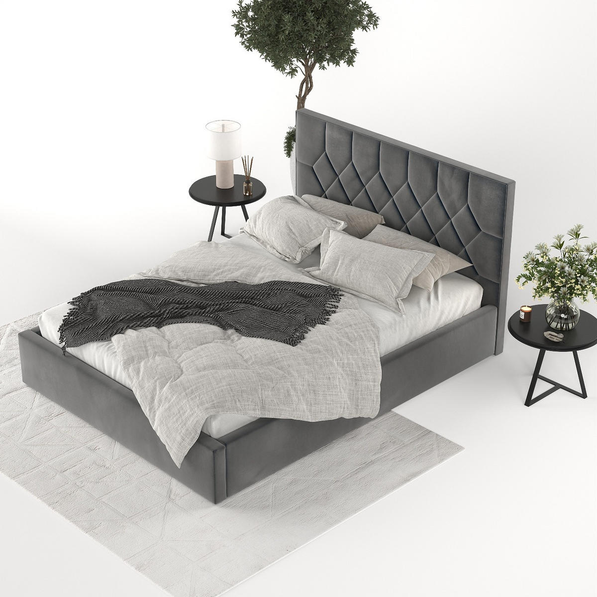 POLSTERBETT Brisa 160/200 cm Anthrazit im Paros Stoff - Anthrazit/Schwarz, Holz/Holzwerkstoff (160/200cm) - AltaBeds