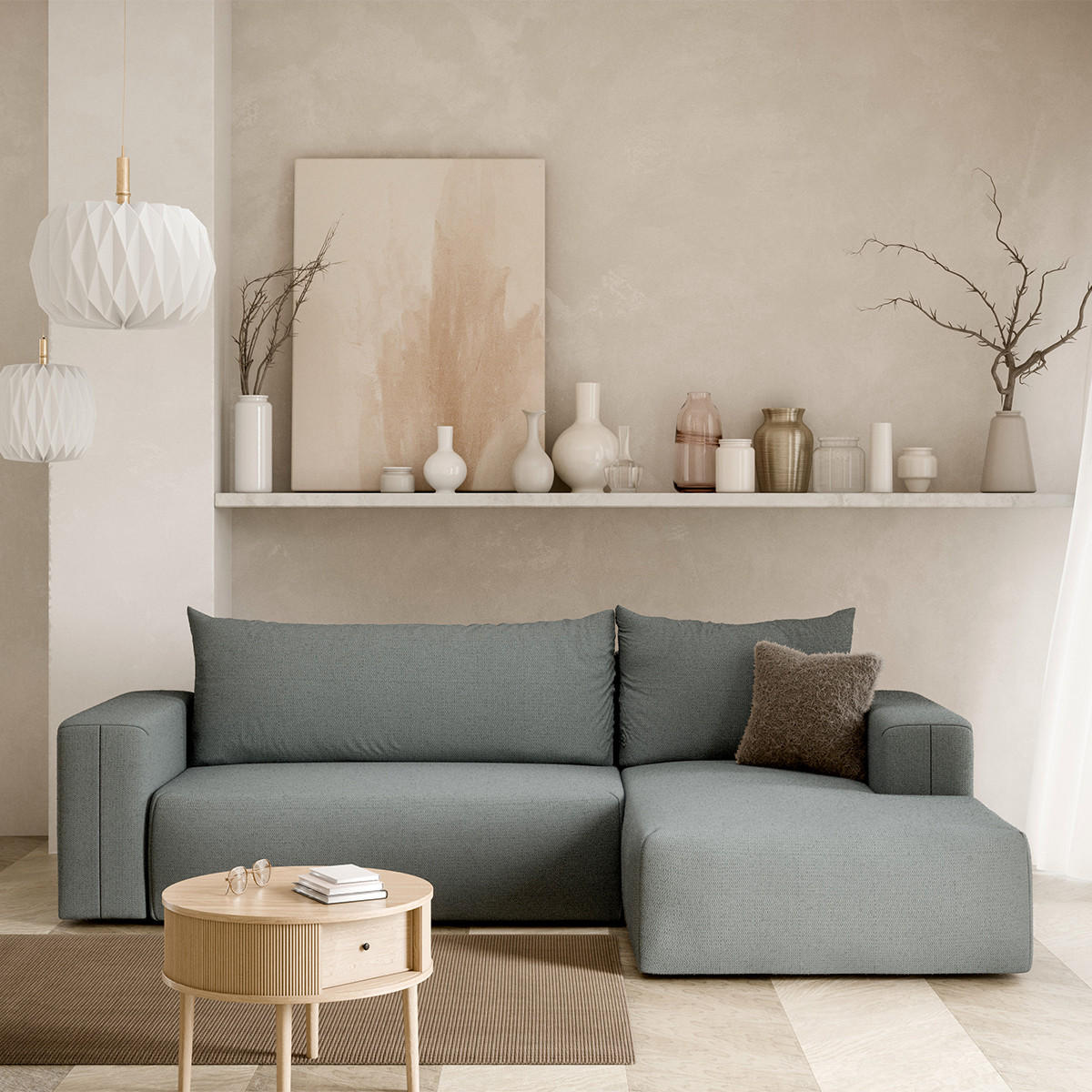 ECKSOFA Bliss 3 Sitzplätze Grau - Grau, Holz (268/163cm) - Petits-meubles