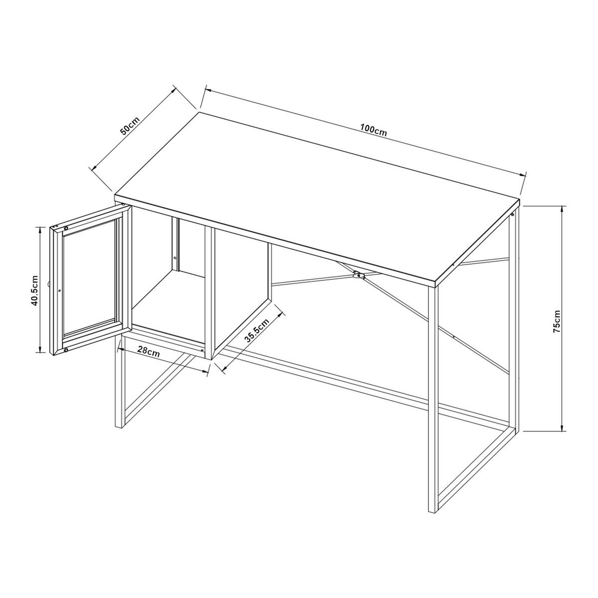 SCHREIBTISCH Sund - Grau, Metall (50/100/75cm) - [en.casa]