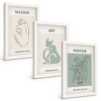 BILDER SET 3er Set - 20x30 cm Weißer Rahmen - Matisse Grün Beige Poster - Weiß, Kunststoff (20/30cm) - TULUP