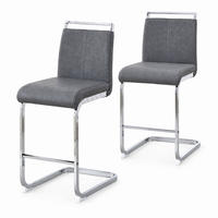BARHOCKER 2er-Set 96,5 cm Dunkelgrau mit PU-Bezug - Dunkelgrau, Metall (46.5/96.5/38.9cm) - MIVRAY