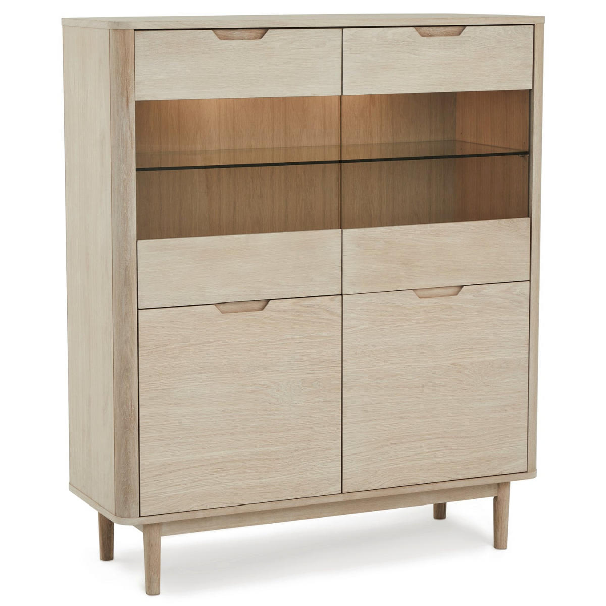 HIGHBOARD Eiche massiv - Eichefarben, Holz (123/146/45cm) - Furnhouse