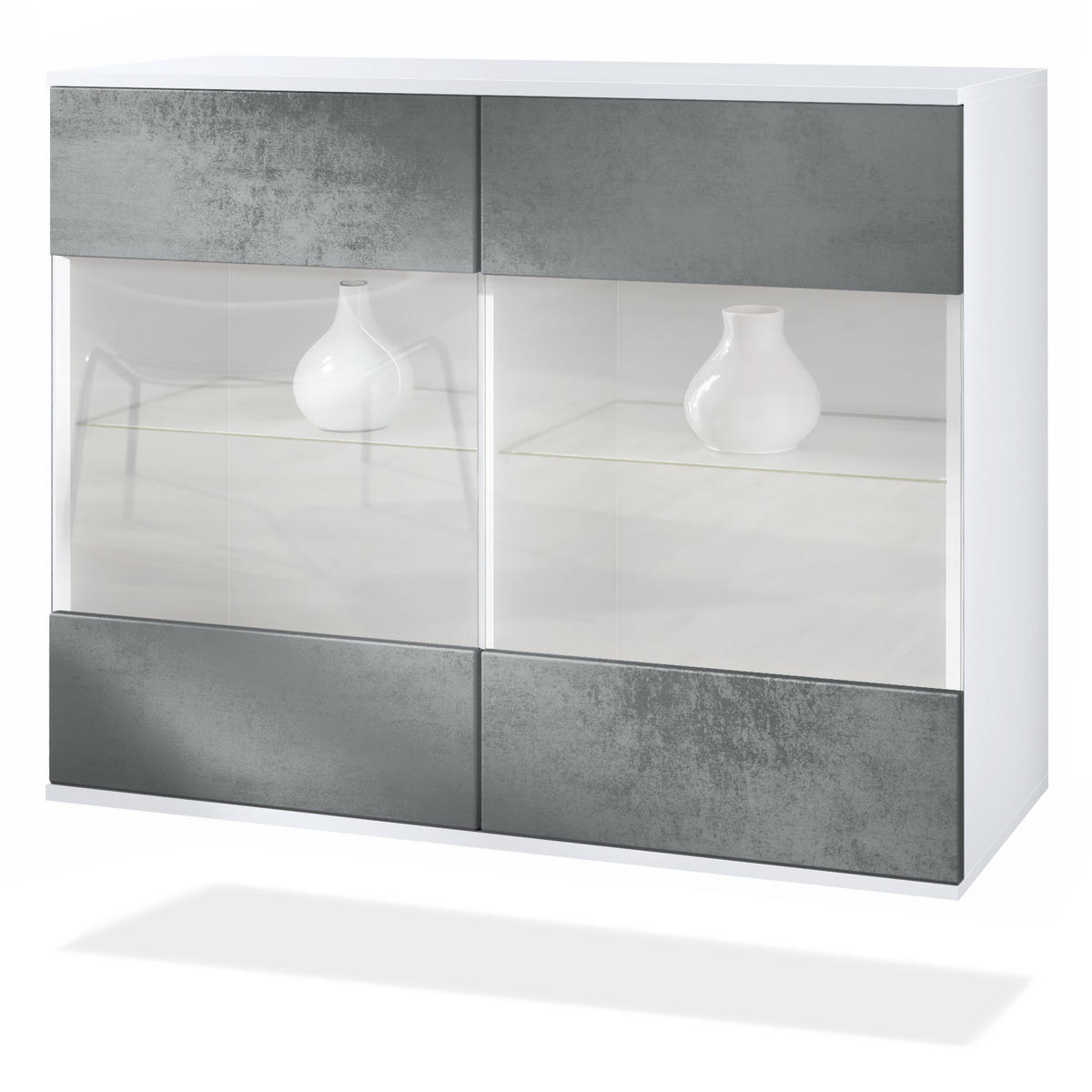 KOMMODE Bari Beton Dunkel Optik - Dunkelgrau, Holzwerkstoff (92.5/73.5/35cm) - Vladon
