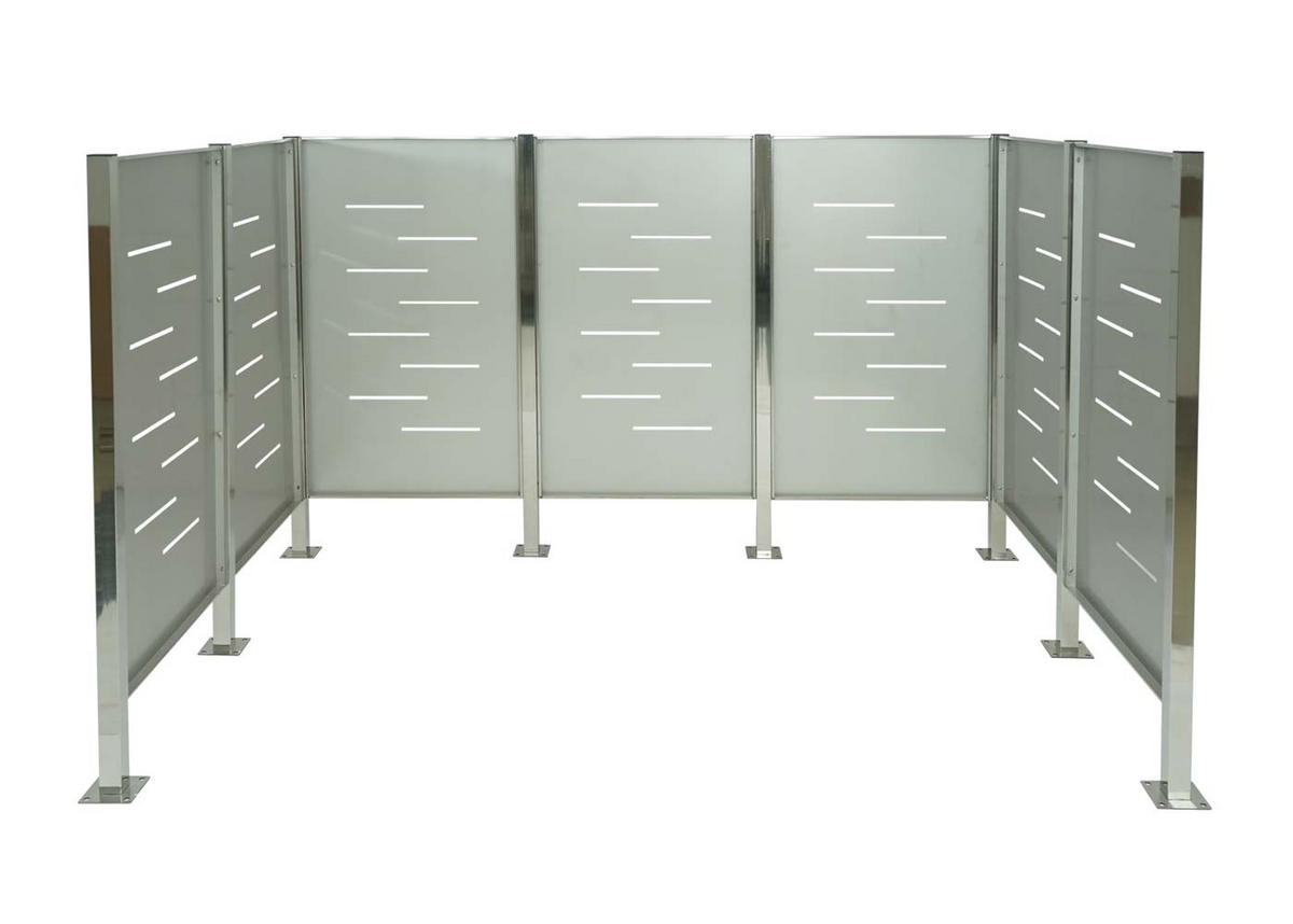 MÜLLTONNEN-ZAUN METALL Silber - Silberfarben, Metall (243/150/163cm) - MCW