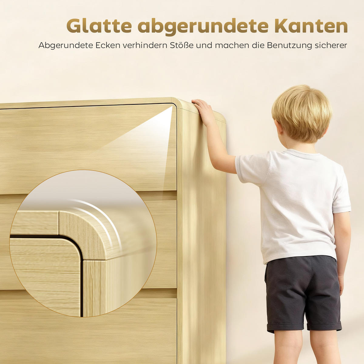 SIDEBOARD, Kommode mit 6 Schubladen, 100 cm Aufbewahrungsschrank Beistellschrank - Naturfarben, Holzwerkstoff (38/86/100cm) - HOMCOM