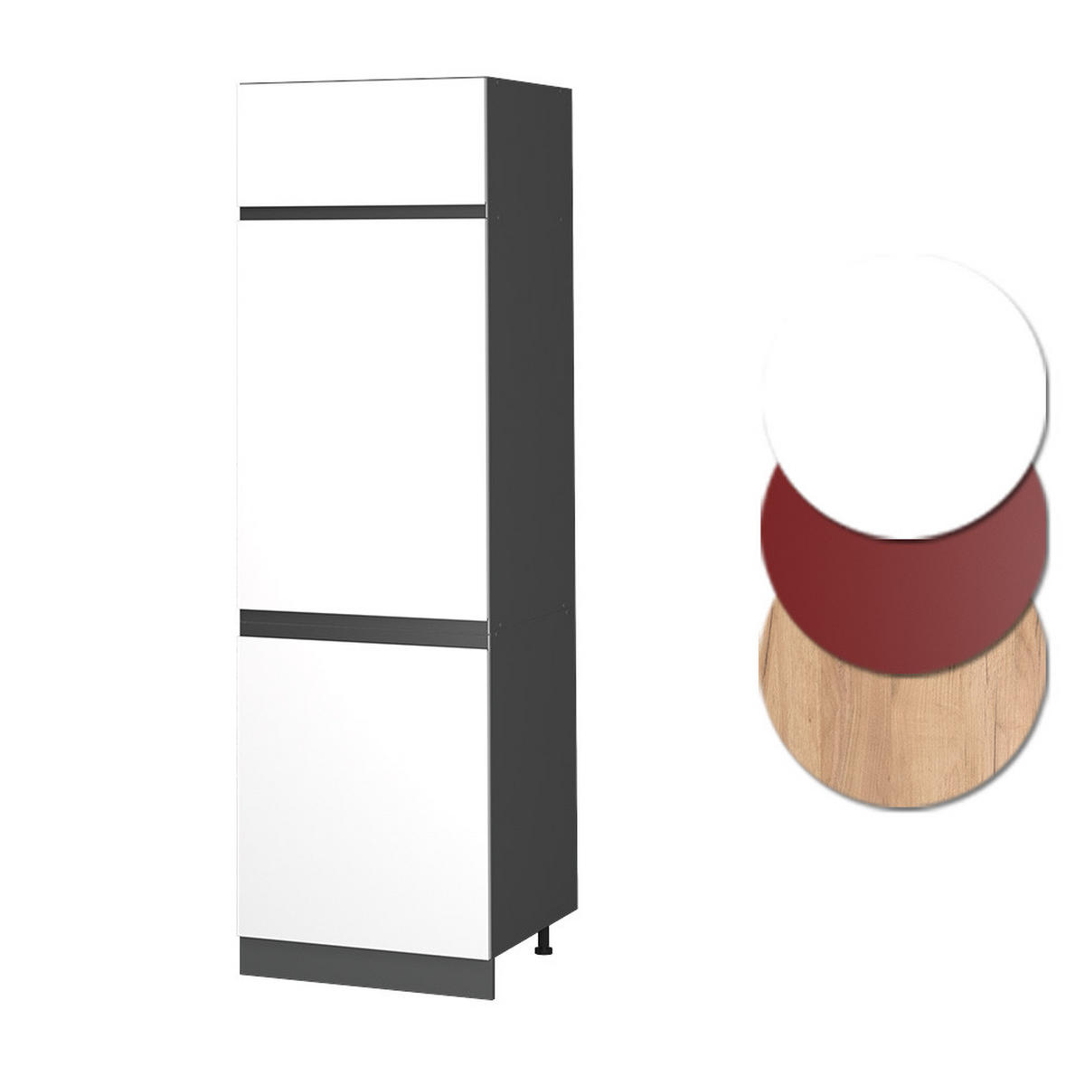 KÜHLUMBAUSCHRANK R-Line Weiß 60 cm J-Shape - Anthrazit/Weiß, Holzwerkstoff (60/206.8/57.2cm) - Vicco