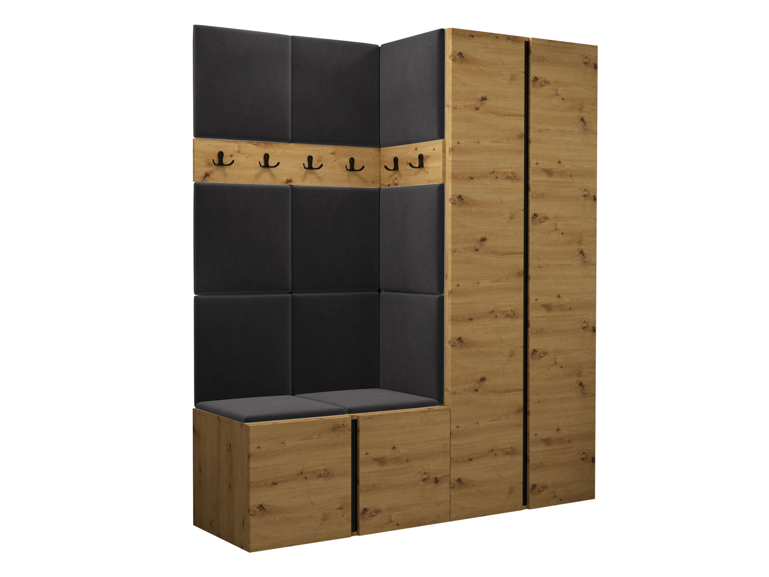 GARDEROBEN-SET Orion III - Anthrazit/Eiche Artisan, Holzwerkstoff/Kunststoff (158/186/46cm) - MIRJAN24