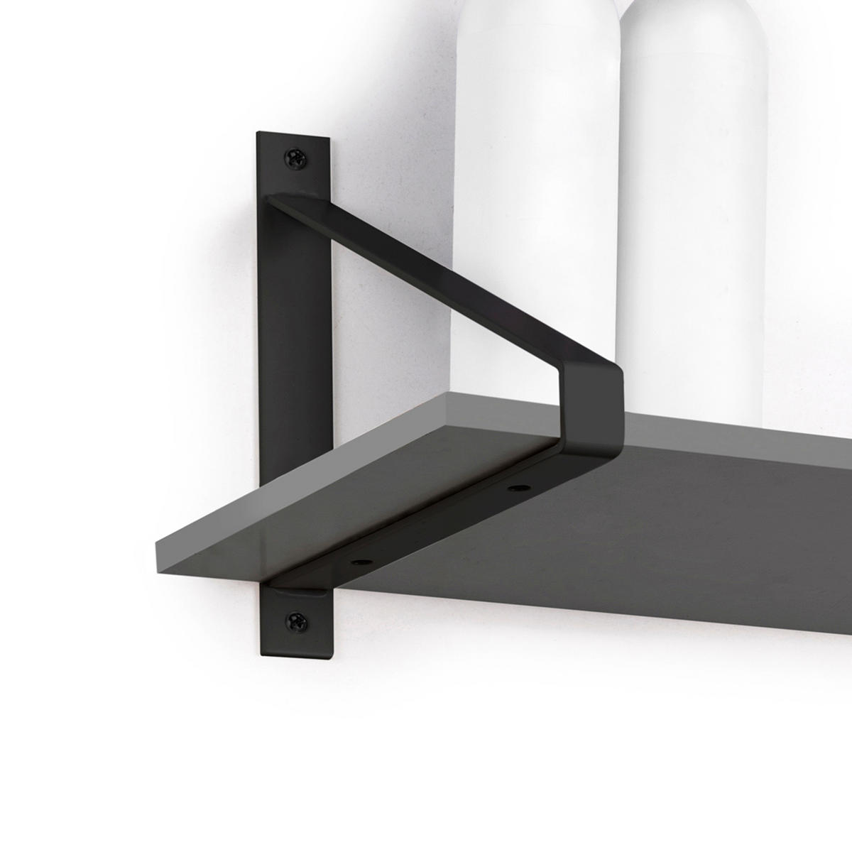 TRÄGER-SET für Regale in Holz Shelf mit dreieckiger Form, Stahl, Schwarz - Schwarz, Metall (22.5/3/22cm) - EMUCA