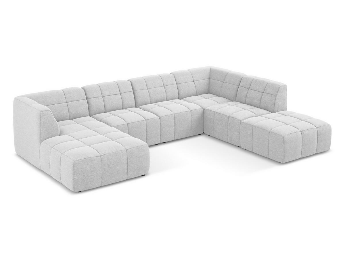 ECKSOFA Rechts Bouclé Stoff Blau - Blaugrau/Schwarz, Holzwerkstoff/Kunststoff (248/166cm) - Makamii