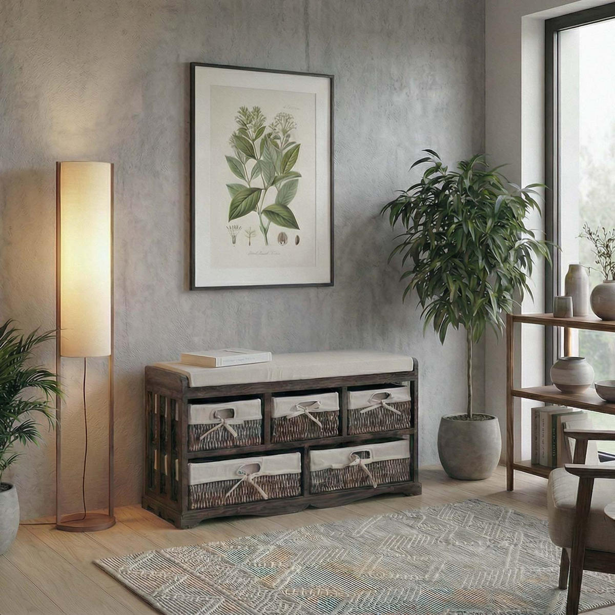 KOMMODE UND SITZBANK 5 SCHUBLADEN Braun - Braun, Holz (77/45/36cm) - MCW