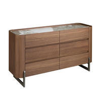 KOMMODE Kommode aus Nussbaum und dunklem Metallstahl mit Porzellanmarmorplatte 145/45/78 cm - Walnussfarben/Weiß, Holz (145/78/45cm) - ANGEL CERDA