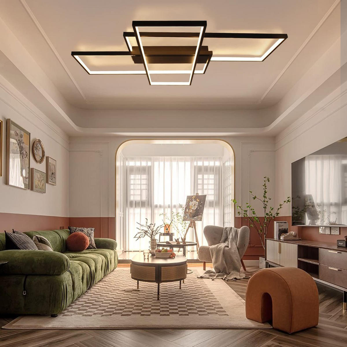 LED-DECKENLEUCHTE Eiswacht 70/8/100 cm - Schwarz, Metall (100/70/8cm) - ZMH