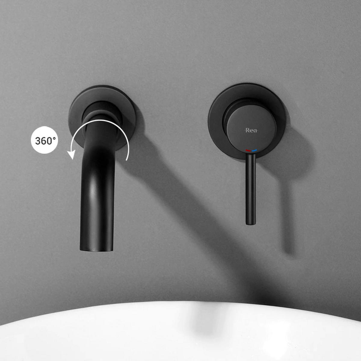 UNTERPUTZ Armatur Rea Lungo Long Black Matt+ibox - Schwarz, Metall (20/11/20cm) - REA