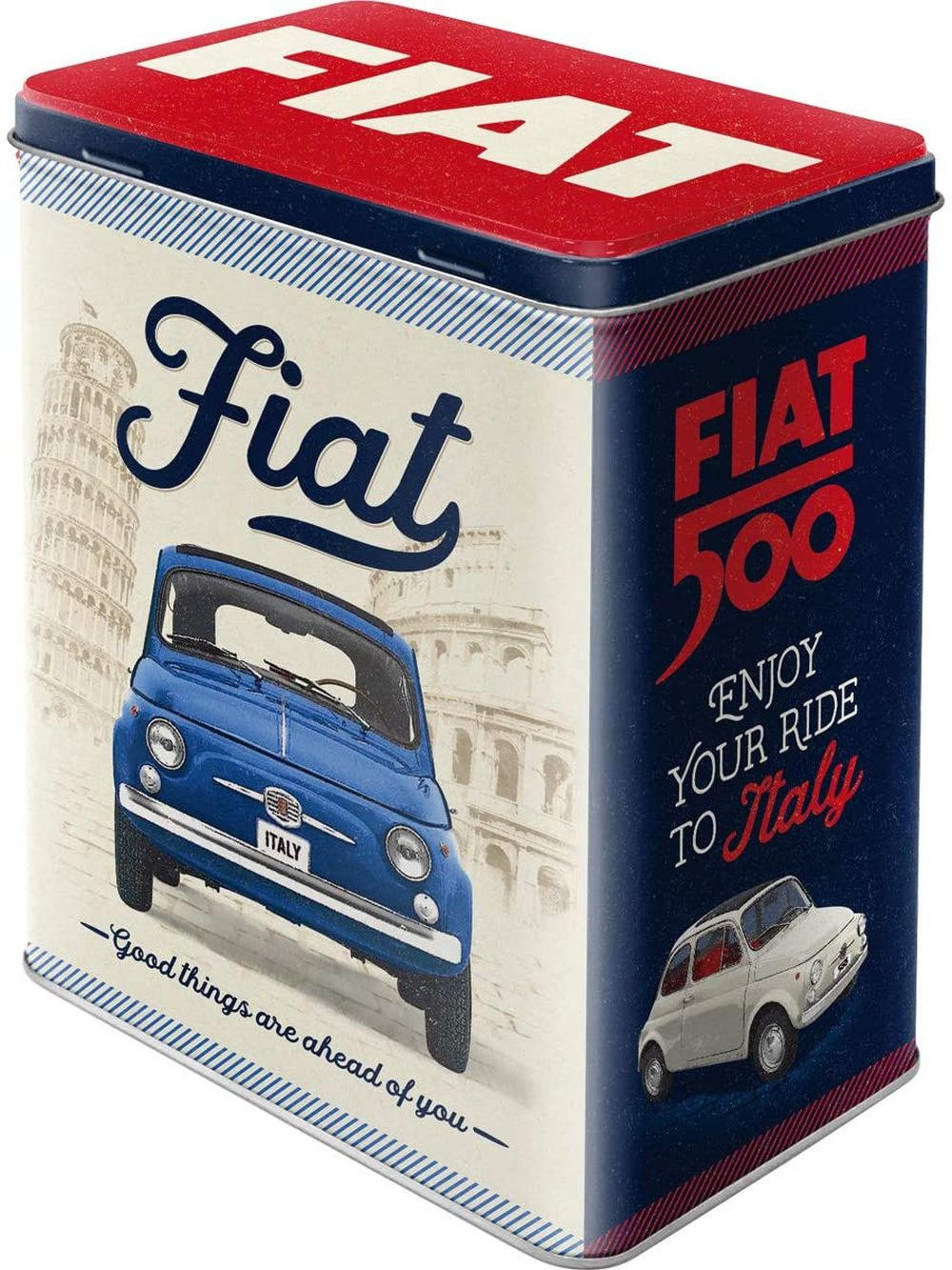 VORRATSDOSE L Fiat 500 Good things are ahead of you - Multicolor, Metall (14/20/10cm) - Nostalgic-Art