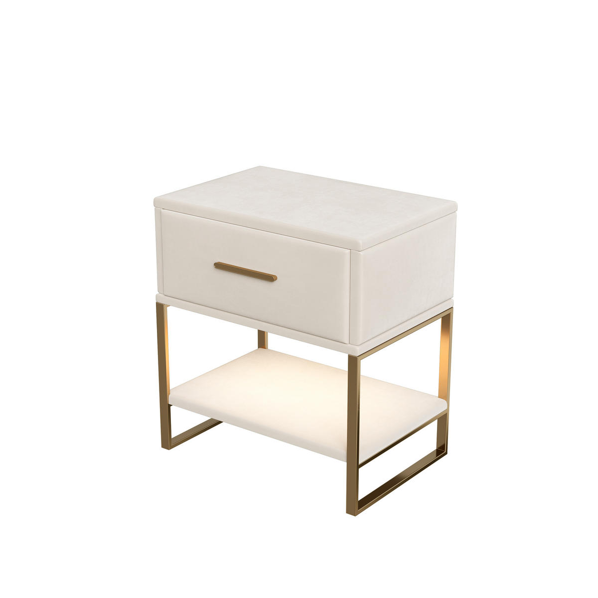 NACHTTISCH 2er Set Samt LED 1 Schublade beige - Beige, Holz (31/50/40cm) - LEBENLANG