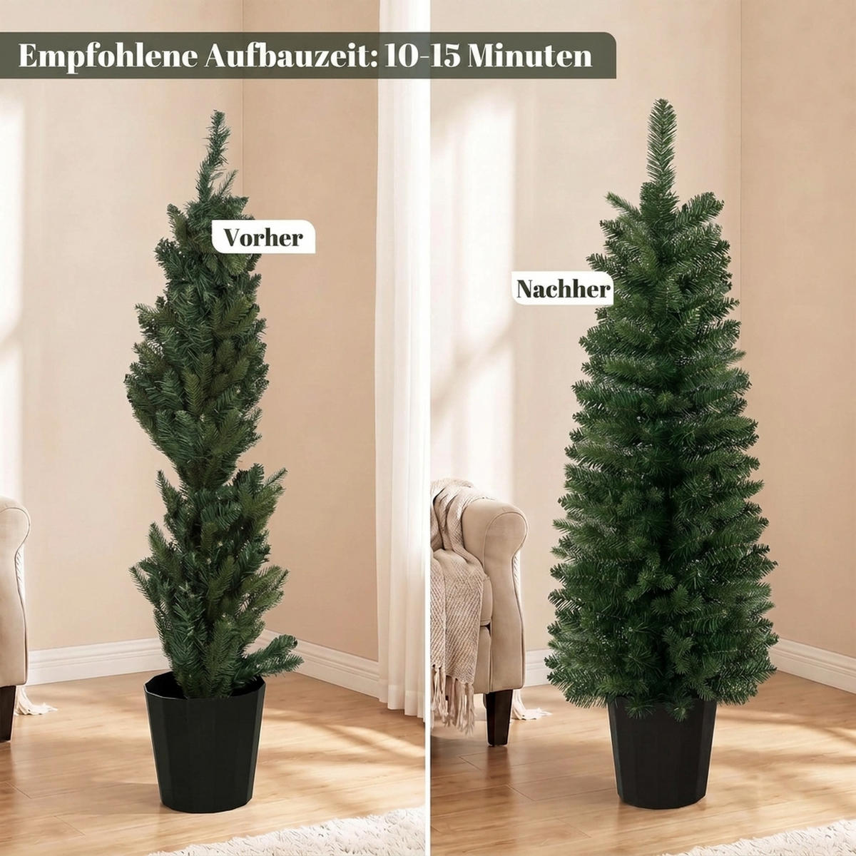 WEIHNACHTSBÄUME 2er Set PE Grün - Grün, Kunststoff (120cm) - HOMCOM
