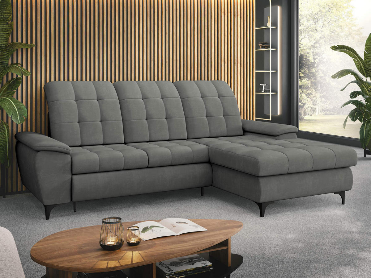 ECKSOFA Crystal, Seite: Rechts - Schwarz/Grau, Holz/Textil (260/182cm) - MIRJAN24