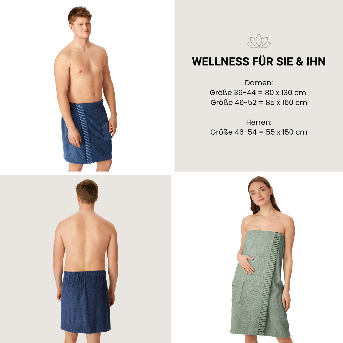 SAUNAKILT Rom Herren - 46-54 - Dunkelblau - Dunkelblau, Textil (55/150cm) - SCHIESSER