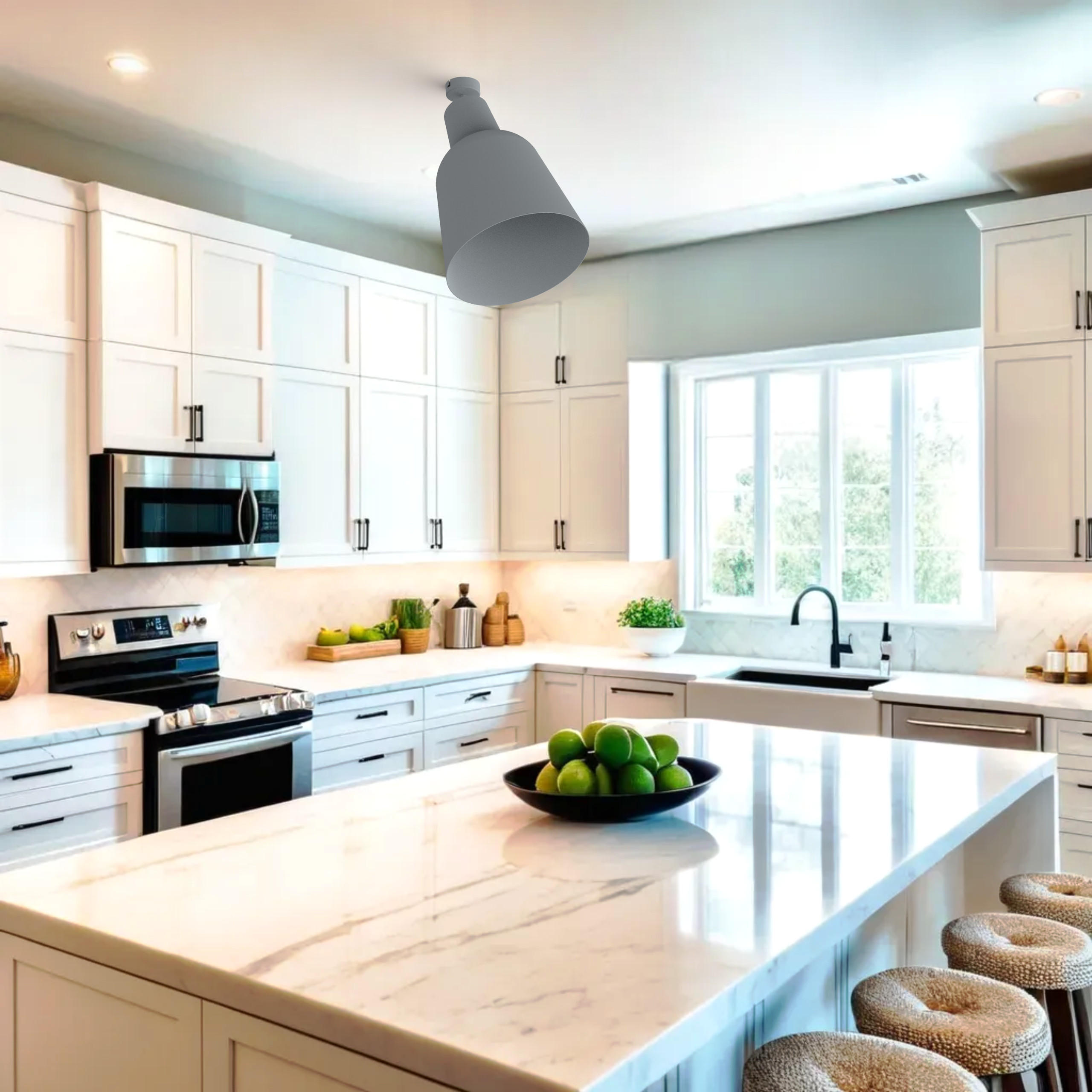 DECKENLEUCHTE - Grau, Metall (33/33/42cm) - Lumicom