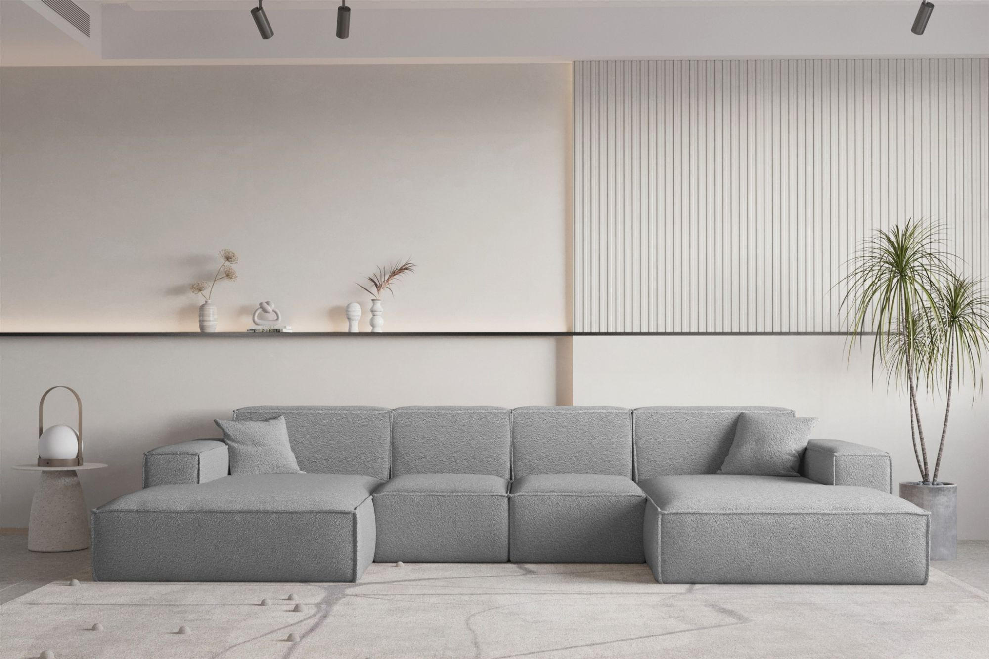 WOHNLANDSCHAFT Celes Premium Xs Bukla - Grau, Holzwerkstoff/Textil (342/73/165cm) - Fun Möbel