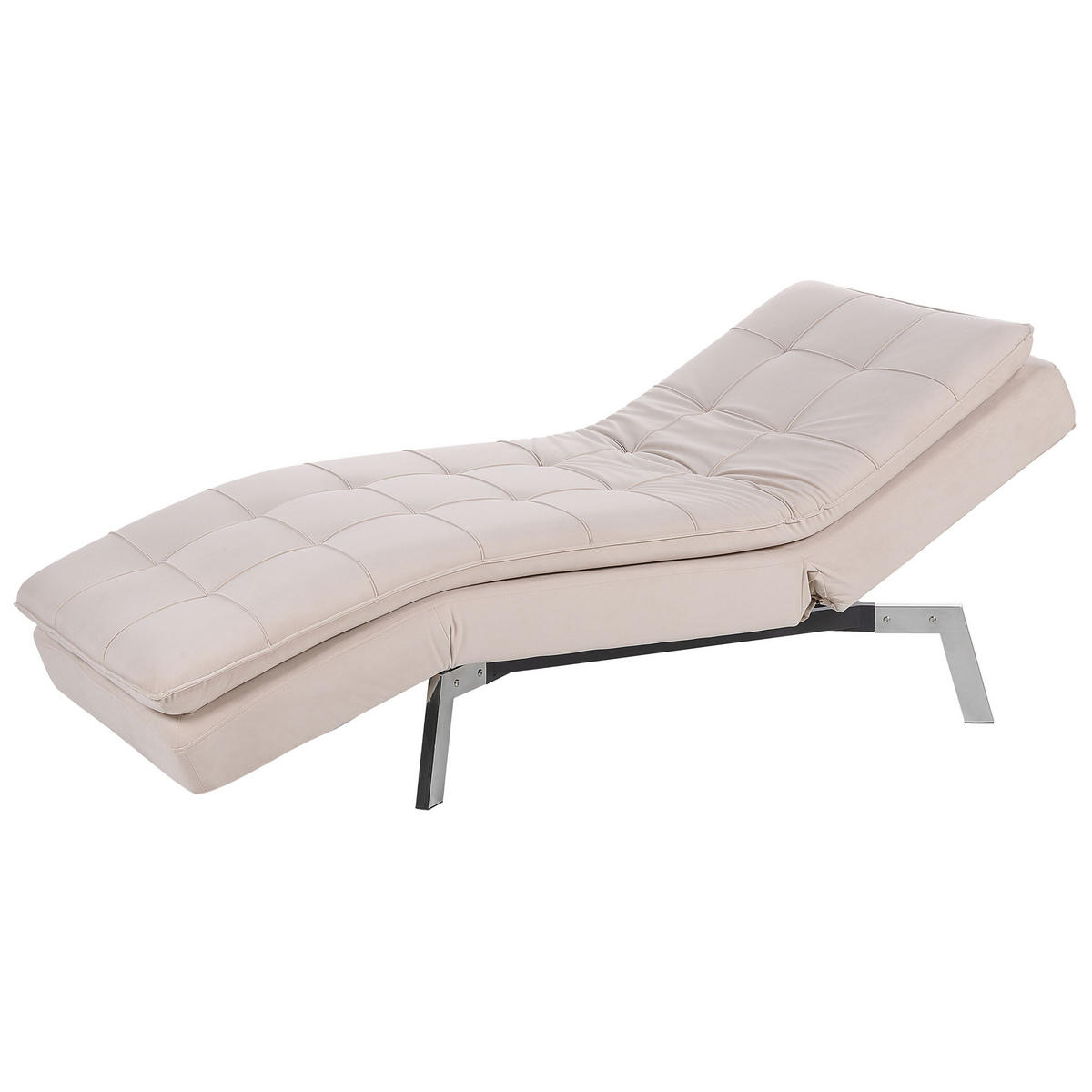RELAXLIEGE Samtstoff beige verstellbar Loiret - Beige/Silberfarben, Textil (179/93/76cm) - Beliani