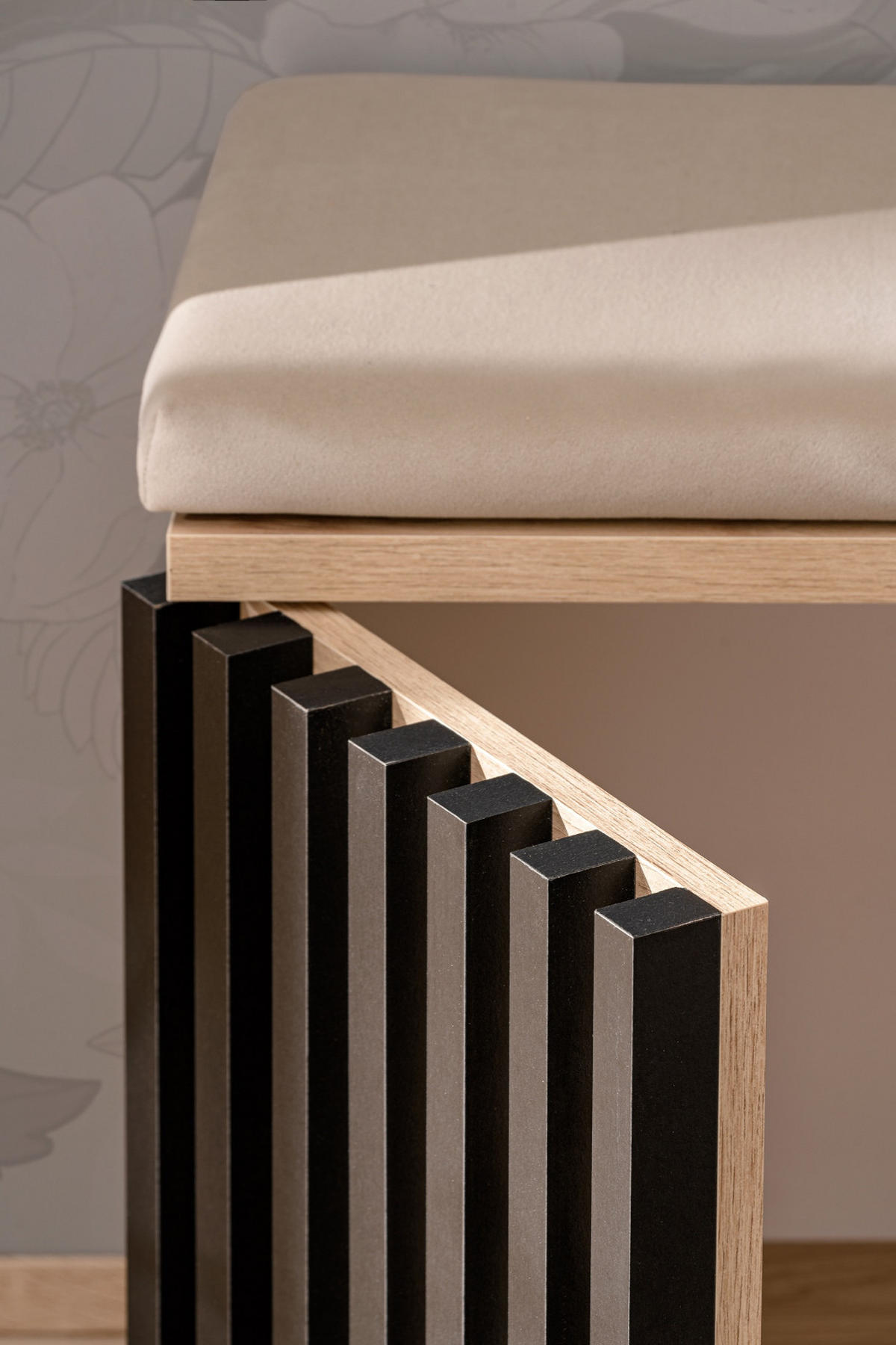 GARDEROBE Set 5-teilig Eiche Jackson, schwarz 250 cm, Garderobenkombination mit 3D-Lamellen - Eichefarben/Schwarz, Holzwerkstoff/Kunststoff (230/202/35cm) - Furn.Design