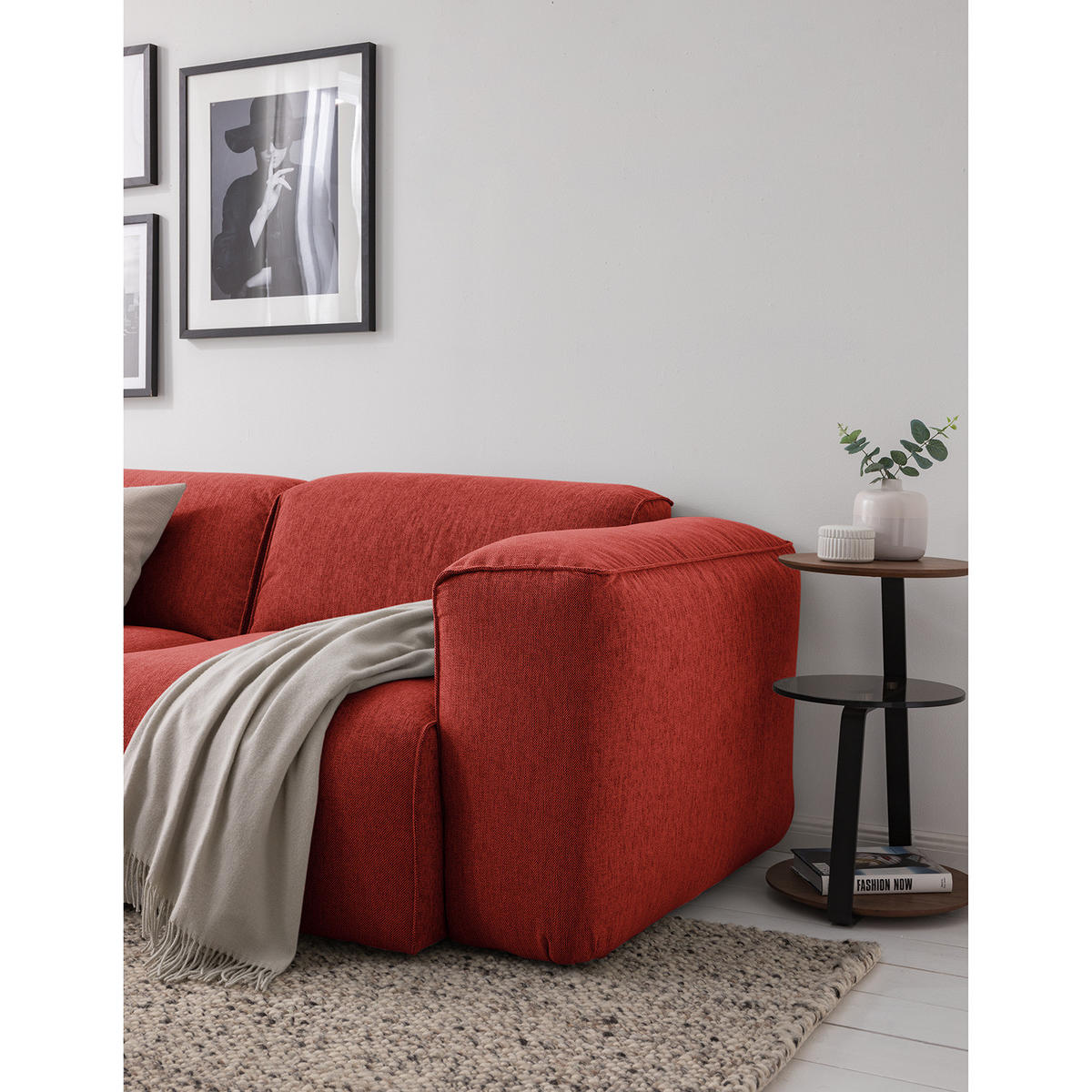 2-SITZER SOFA - Rot/Schwarz, Kunststoff/Textil (220/71/102cm) - home24